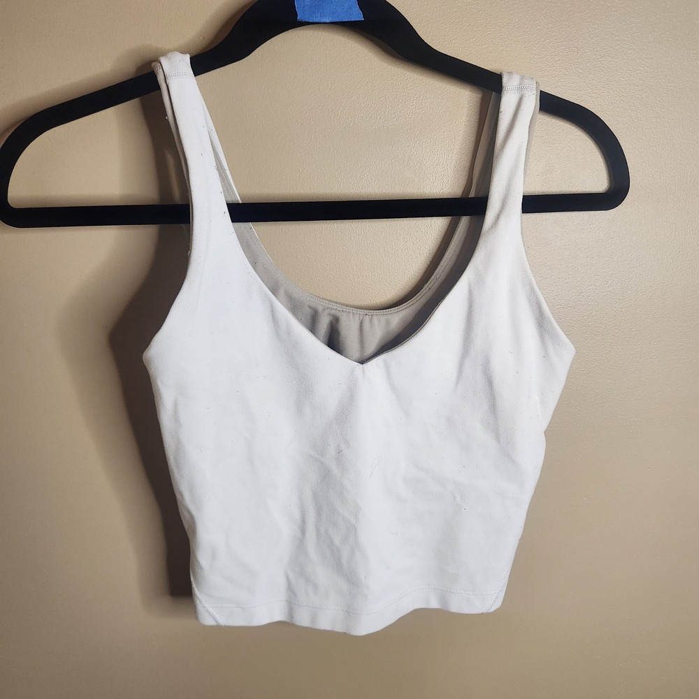 Lululemon Align Tank Top White Size 6 W1DUDS V-Neck Cropped Yoga Bra Camisole